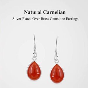Carnelian Pendant Gemstone Dangled Earrings With Carnelian Wand Stone